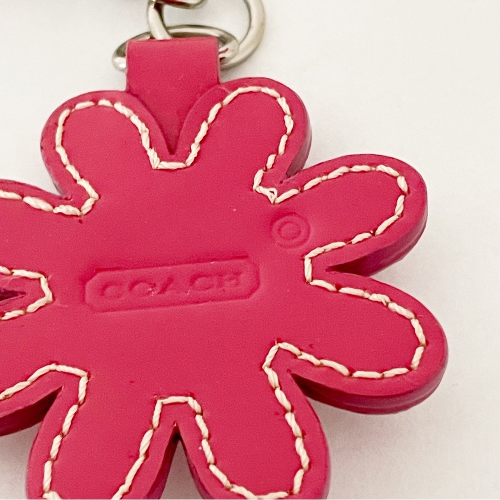 Coach Pink Flower Crystal Keychain Card Holder Charm - Picture 5 of 6
